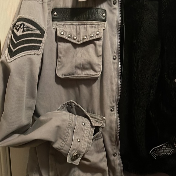 Rare🔥💥 Affliction limited Edition Unisex bomber jacket/coat w/ faux fur lining - Picture 12 of 17